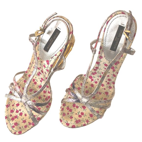 Louis Vuitton Floral Feerique Morganne Sandals Ring Heels Size 36 (US Size 6) - Picture 3 of 16